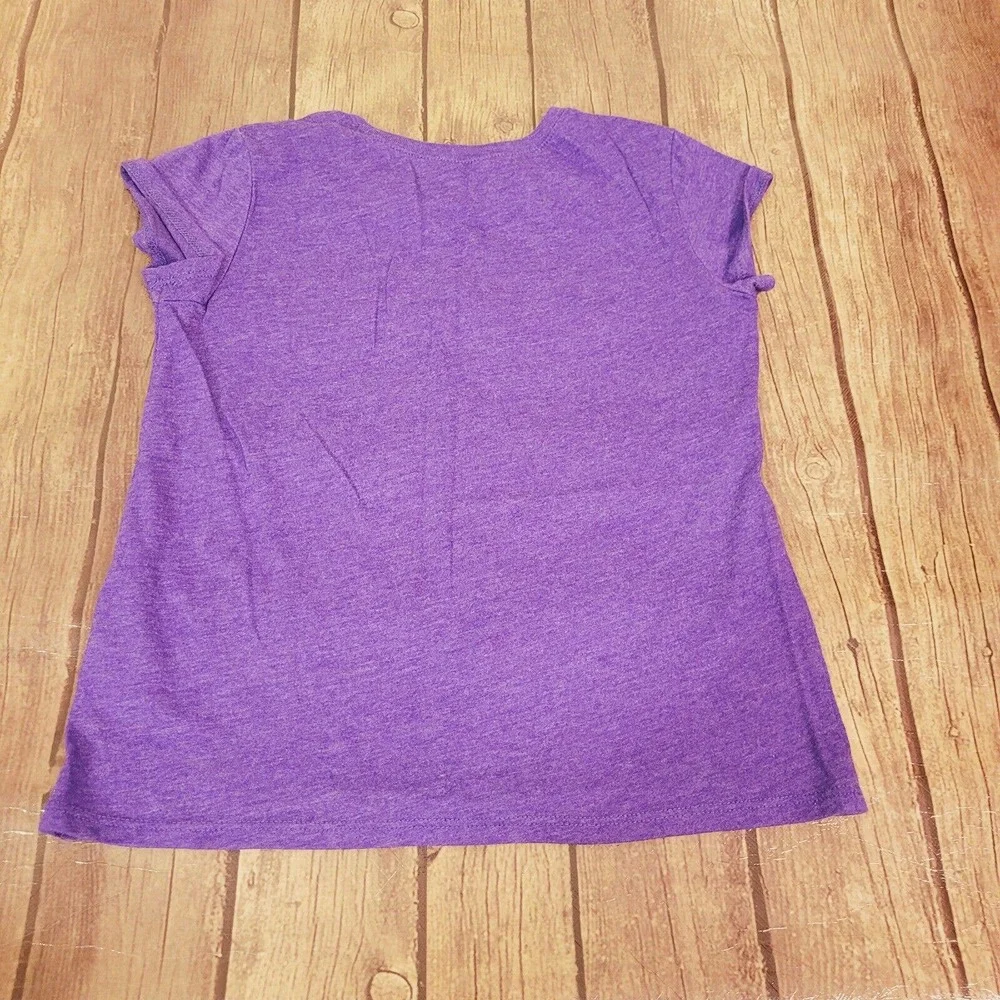 Children's Place Girls Top Blue Violet 7/8‎ Floral Born to Dance Short Sleeve